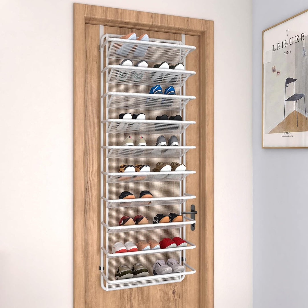 TZAMLI Schuhregal über der Tür mit 10 Ebenen, Hängend Schuhschrank Schuhablage Metall Schuh-Organize