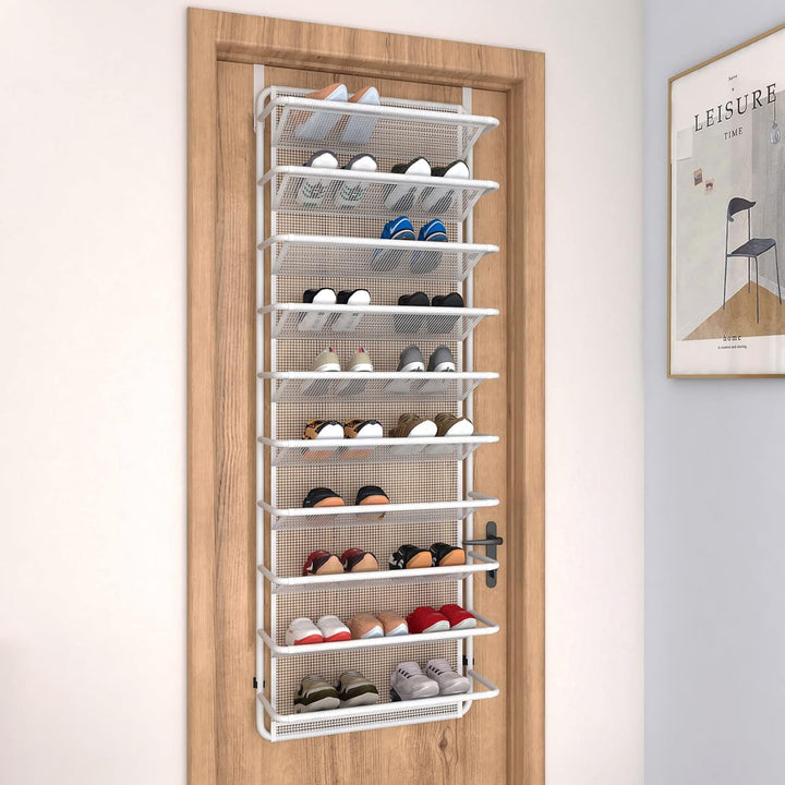 TZAMLI Schuhregal über der Tür mit 10 Ebenen, Hängend Schuhschrank Schuhablage Metall Schuh-Organize