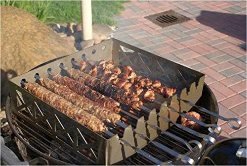 Mangal Spiessaufsatz 400x350mm,BBQ,Kebabgrill,Spiessgrill,Grillset mit 7 Spiessen