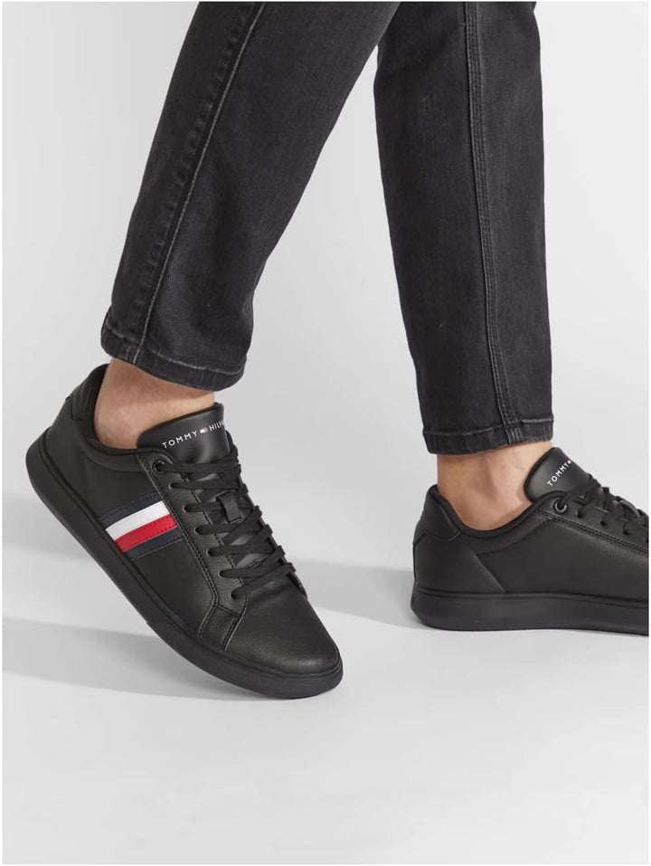 Tommy Hilfiger Herren Corporate Cup Leather Stripes Fm0fm04275 Cupsole Sneaker 40 EU Schwarz, 40 EU