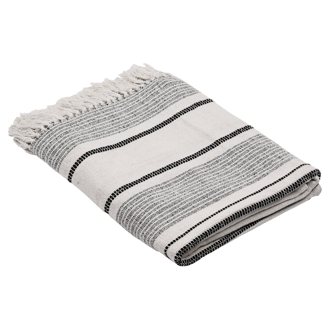 EGLO LIVING Decke Longlac, Kuscheldecke im Nature Design, Wolldecke für Couch, Sofadecke aus Baumwol