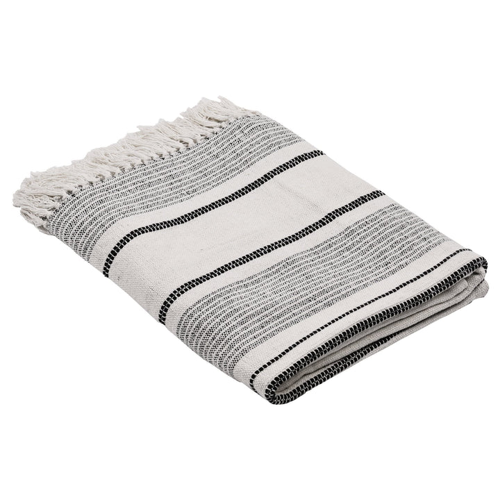 EGLO LIVING Decke Longlac, Kuscheldecke im Nature Design, Wolldecke für Couch, Sofadecke aus Baumwol
