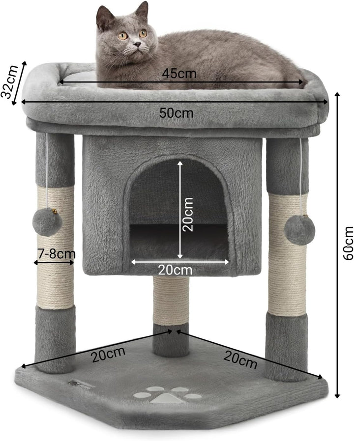 lionto Kratzbaum Kletterbaum Katzenkratzbaum Katzenbaum Höhe 60 cm, dunkelgrau, Dunkelgrau