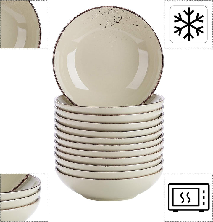 vancasso Suppenteller, Navia 12 teilig Tiefteller bunt aus Steingut, Geschirr Tellerset Suppenschale