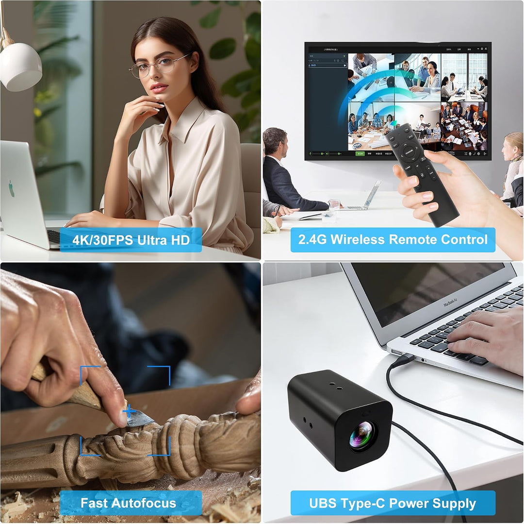 ELP HDMI 12x Zoom USB-Kamera 4K Autofokus 60FPS High-Speed-Webcam USB HDMI Simultane Ausgabe PC-Kame