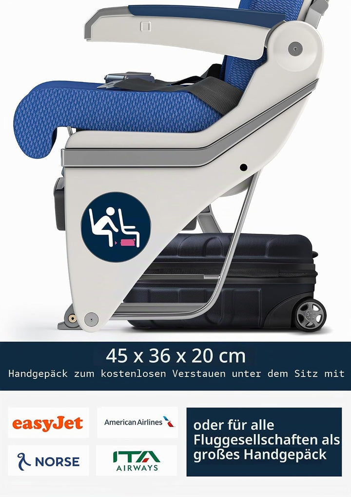 suitline - Kleiner Koffer 45x36x20 cm, Easyjet Freigepäck Underseat Handgepäck, Bordgepäck Trolley l
