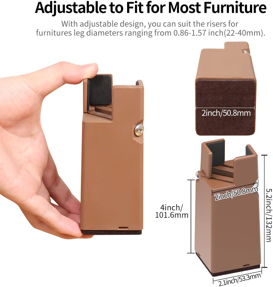 RCHYFEED Verstellbare Betterhöhung Möbelerhöhung 10cm mit Schraubklemme, Betterhöher 4 Zoll Schwerla