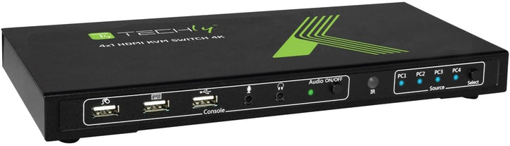 TECHly IDATA-KVM-HDMI4U 4 Port KVM-Umschalter HDMI USB 3840 x 2160 Pixel 4 Porte Schwarz, 4 Porte Sc