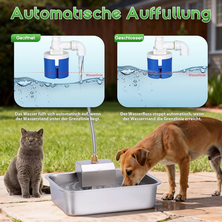 Svauoumu 11L Trinkbrunnen für Hunde,Hundenapf Erhöht mit stabilem Metallständer,Edelstahl-Tiertränke