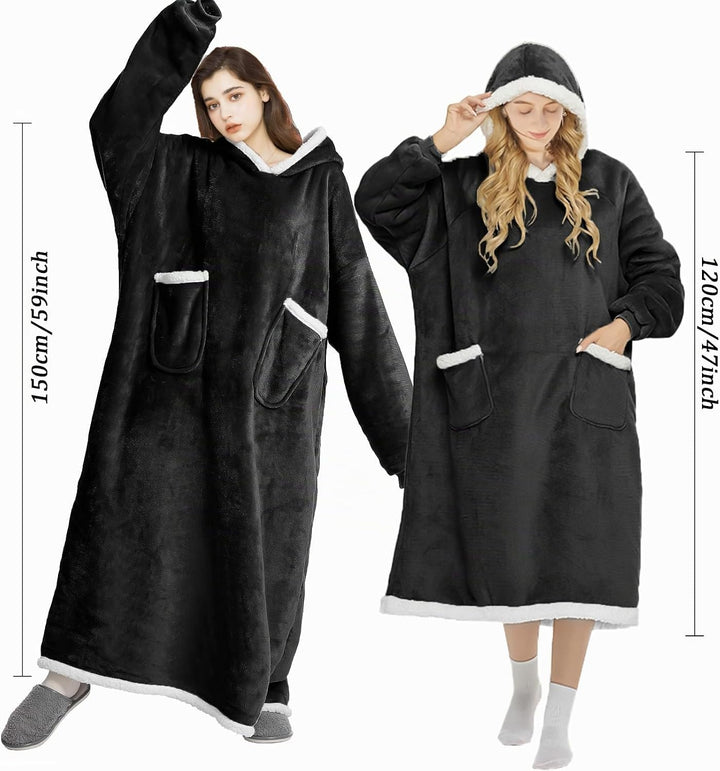 FEELJAM Decke mit Ärmeln und Kapuze, Hoodie Decke Erwachsenen-Ärmeldecke, Weich Warm Kuscheldecke mi