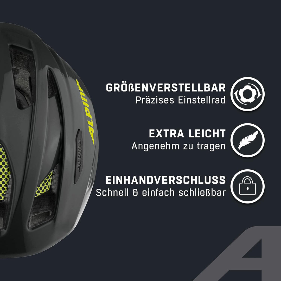 ALPINA PICO FLASH - Beleuchteter, Leichter & Bruchfester Fahrradhelm Mit Fliegennetz Für Kinder blac