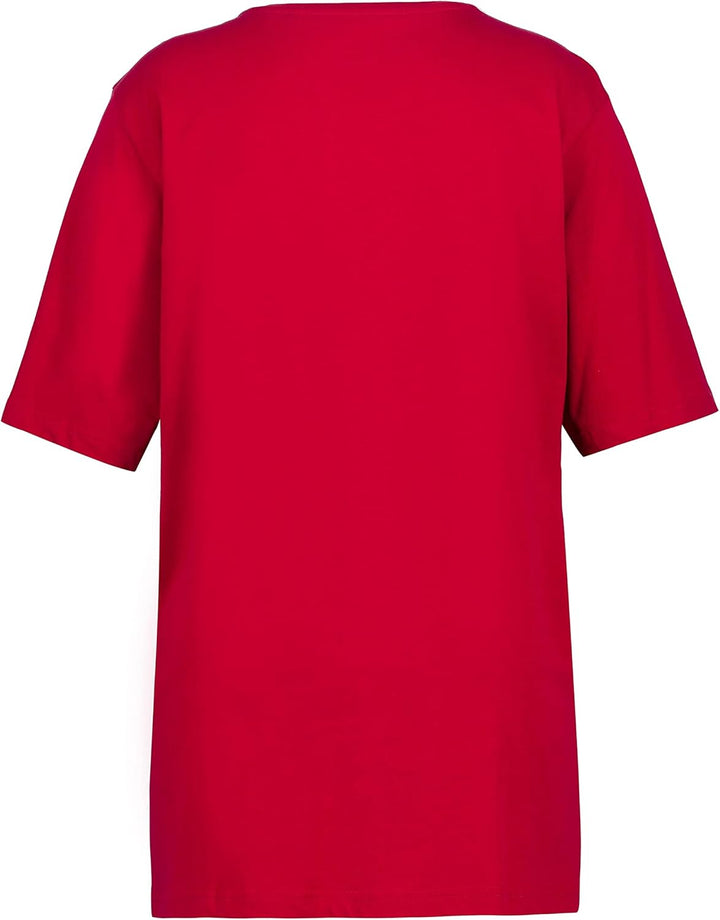 Ulla Popken Damen Basic, Rundhals T-Shirt 42-44 Mohn, 42-44 Mohn