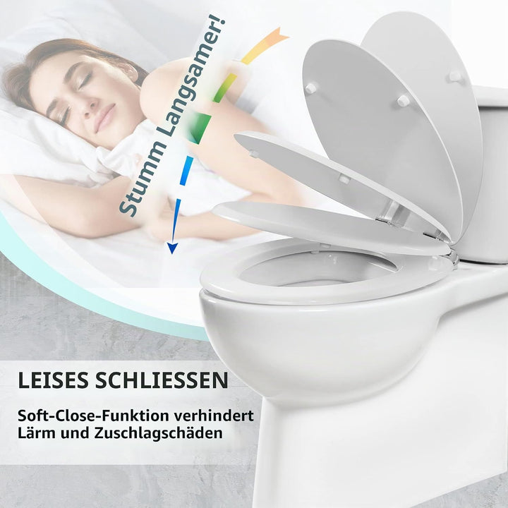 Angel Shield Weisser, langlebiger, sanft schliessender WC-Sitz, antibakteriell, verstellbare Scharni