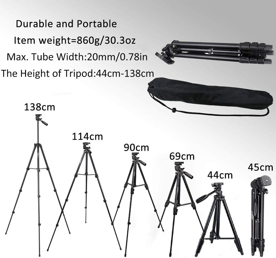 Svbony SV101 Stativkamera, 138cm-Aluminiumstativ Kompaktes, Leichtes Stativfernrohr mit Tragetasche