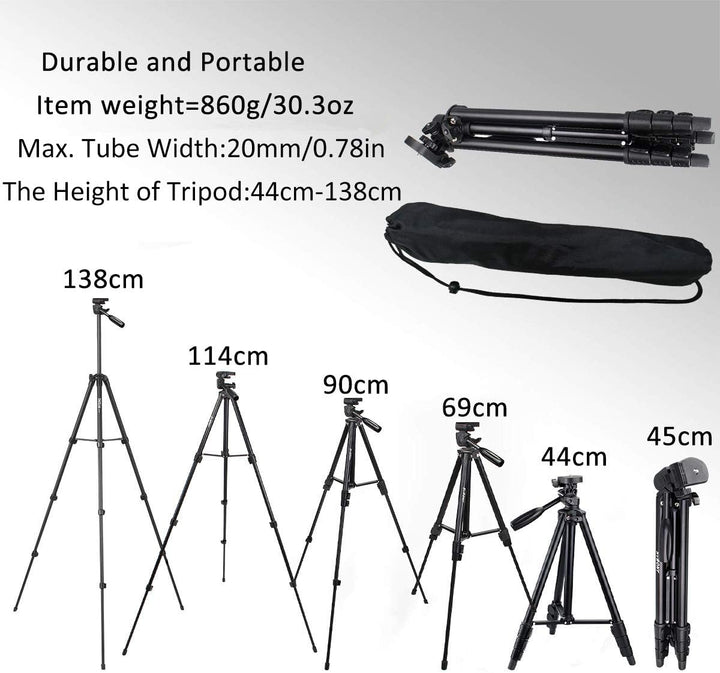 Svbony SV101 Stativkamera, 138cm-Aluminiumstativ Kompaktes, Leichtes Stativfernrohr mit Tragetasche