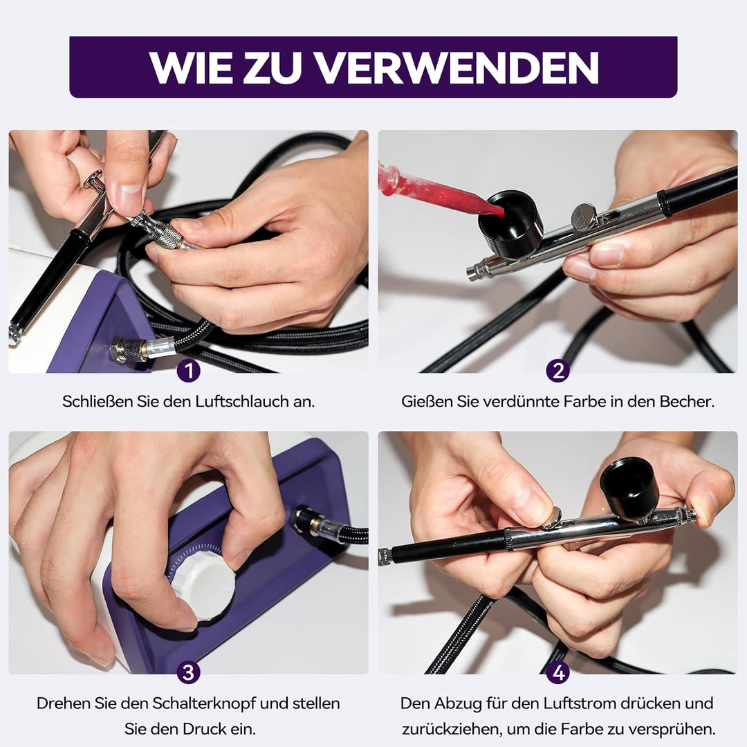 50 PSI Airbrush Set mit tragbarem Kompressor, Dual Action Multi Funktion Airbrush Set mit 0,2/0,4/0,