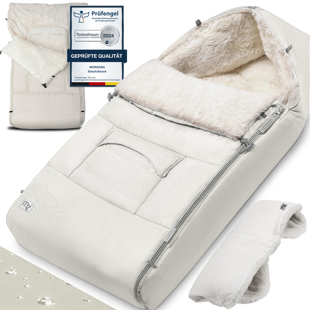 MONZANA® Baby Fusssack für Kinderwagen mit Handwärmer Winter Reflektoren Reissverschluss Tasche Wasc
