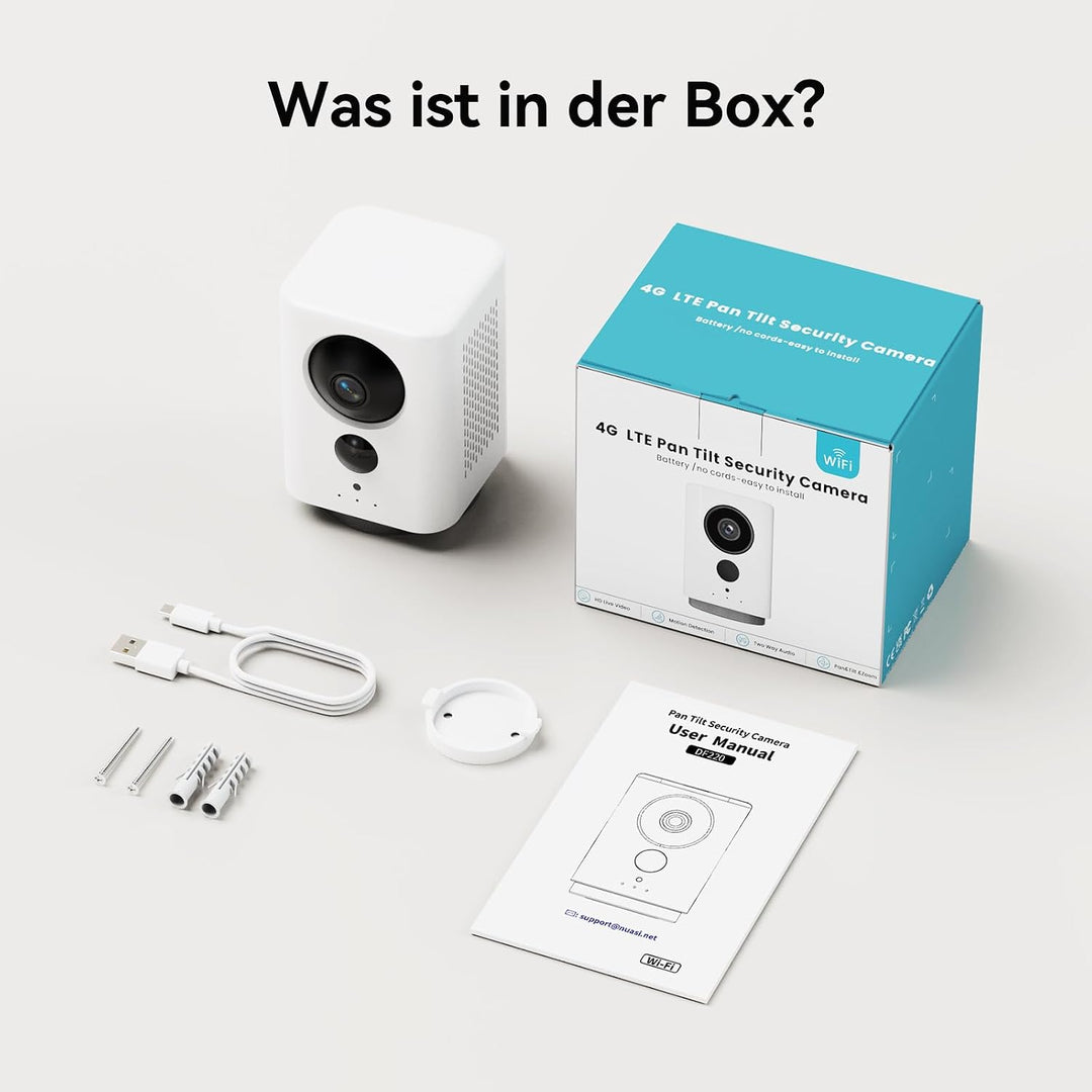 2K WLAN Überwachungskamera Innen 7800mAh Akku, Indoor Kamera Kabellos | 360° PTZ, Aufladbar IP Innen