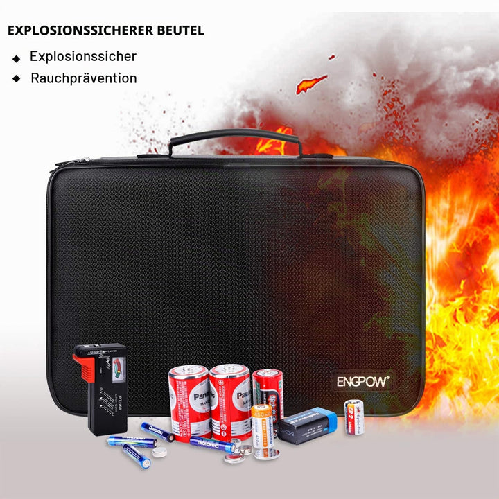 Batterie Aufbewahrungsbox Feuerfeste Batteriebox Tragetasche mit Tester Hält 216 Batterien Unterschi