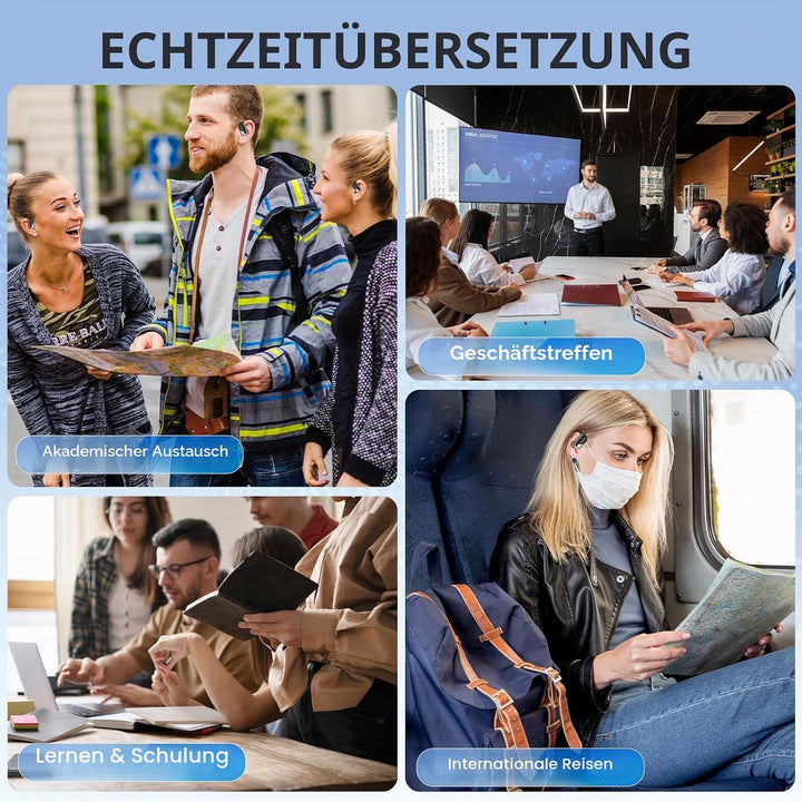 Übersetzer Kopfhörer - 144 Sprachen ki Kopfhörer mit Echtzeit übersetzung Translator Earbuds für Ech