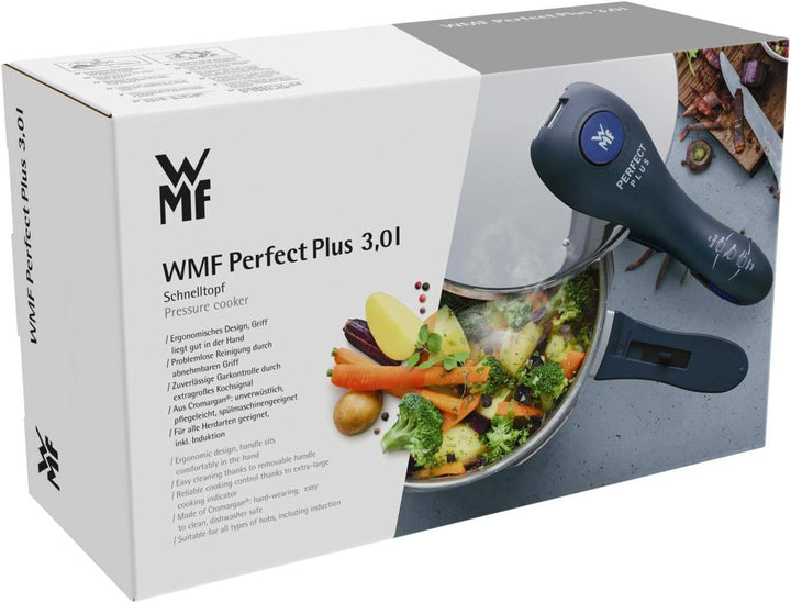 WMF Perfect Plus Schnellkochtopf Induktion 3l, Dampfkochtopf, Cromargan Edelstahl poliert, 2 Kochstu
