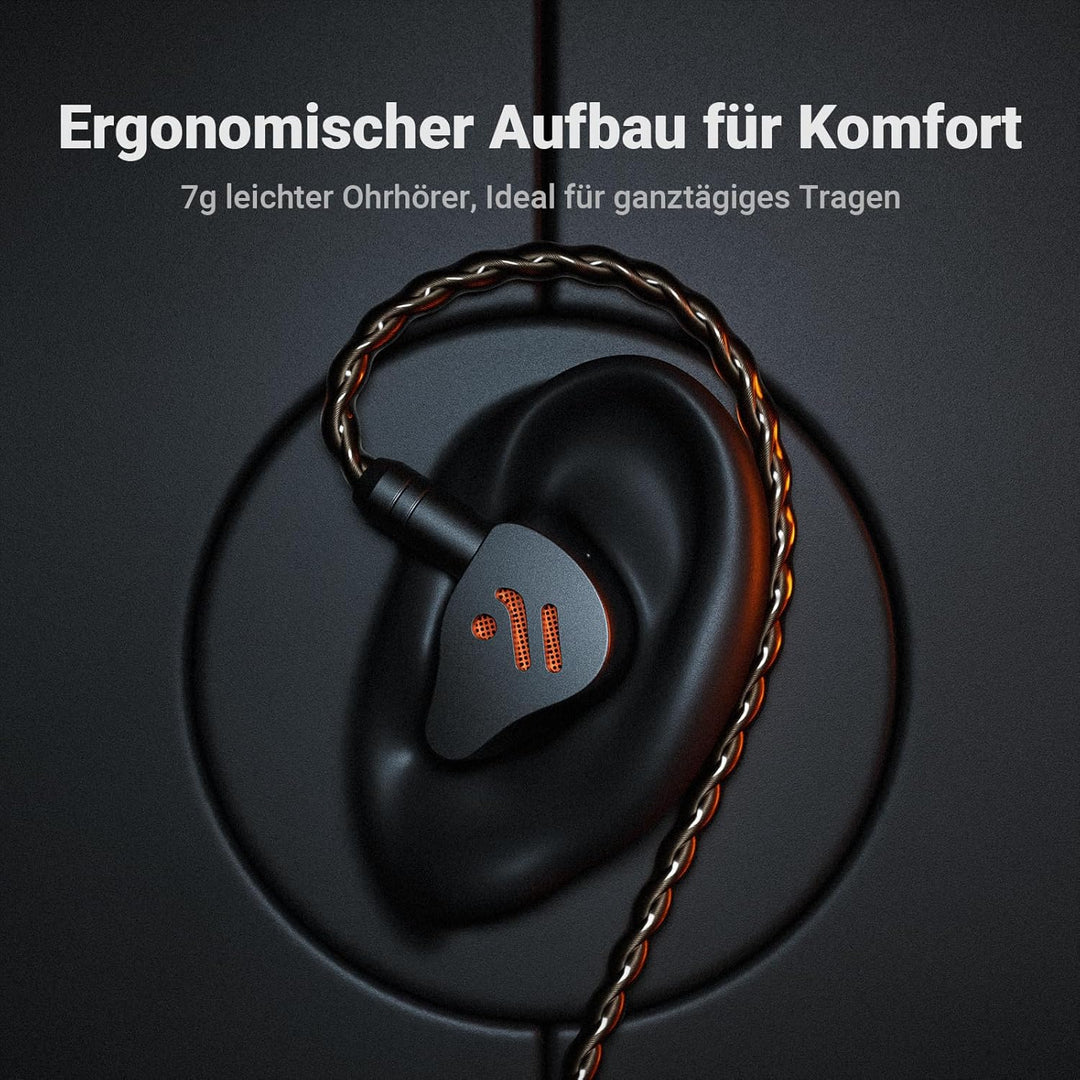 Fosi Audio IM4 Offene Hi-Fi-In-Ear-Monitor-Kopfhörer, 10-mm-Beryllium-Treiber, N52-Doppelmagnet und