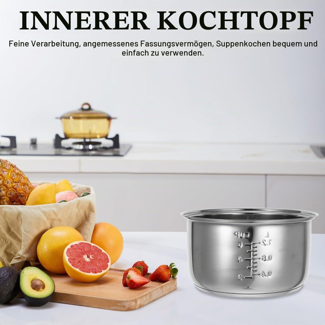 Operitacx Reiskocher aus Edelstahl, Innentopf, Ersatz für Küchenherd, Reiskocher, 3 l silber (3L) 21
