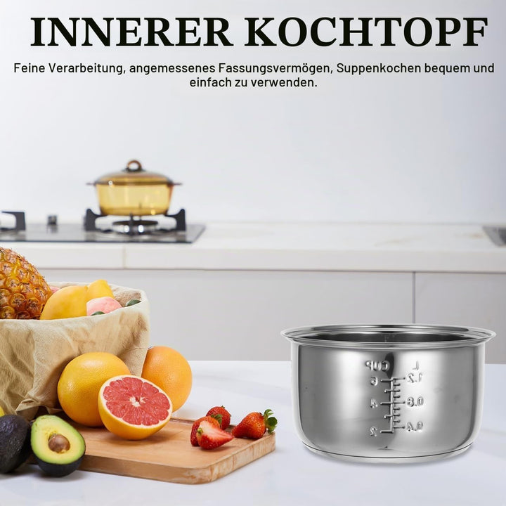 Operitacx Reiskocher aus Edelstahl, Innentopf, Ersatz für Küchenherd, Reiskocher, 3 l silber (3L) 21