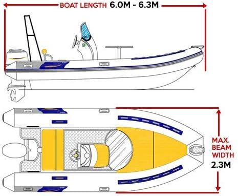 Oceansouth Aussenborder-Abdeckung für Schlauchboote mit starrem Rumpf (Länge 6 m – 6,3 m, Breite 2,3