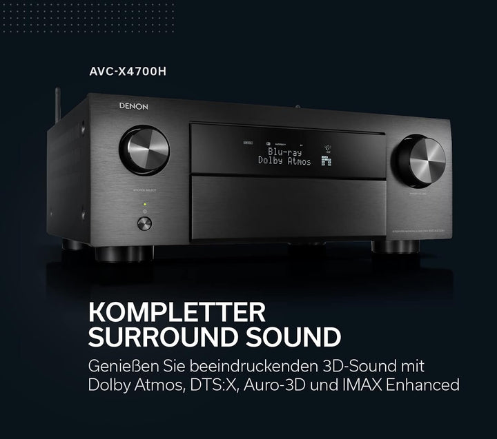 Denon AVC-X4700H 9.2-Kanal AV-Verstärker, Hifi Verstärker, Alexa kompatibel, 8 HDMI Eingänge und 3 A