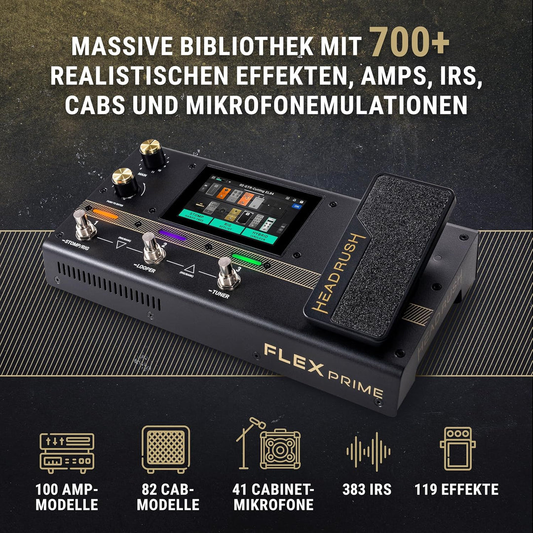 HeadRush Flex Prime Gitarre und Bass Multi-Effekt Pedal und Amp Modeling Prozessor mit Touchscreen,