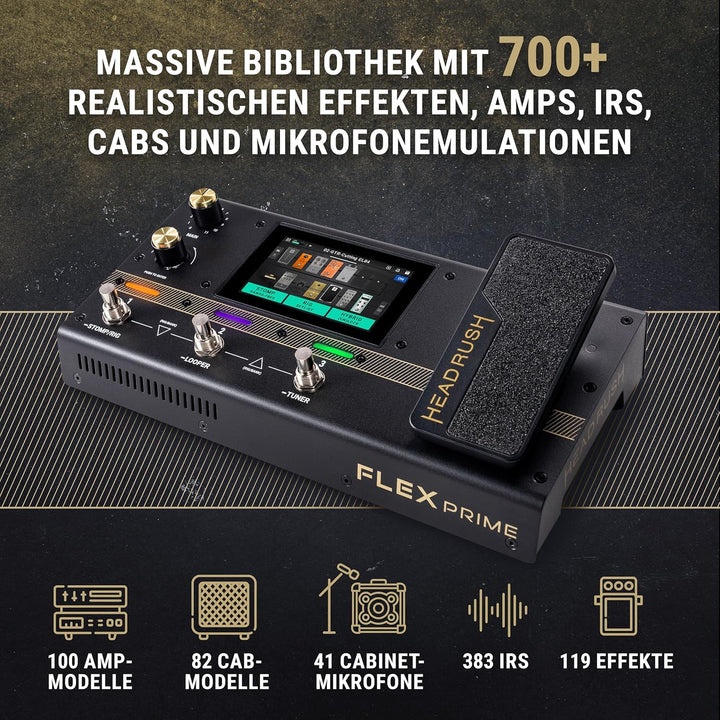 HeadRush Flex Prime Gitarre und Bass Multi-Effekt Pedal und Amp Modeling Prozessor mit Touchscreen,