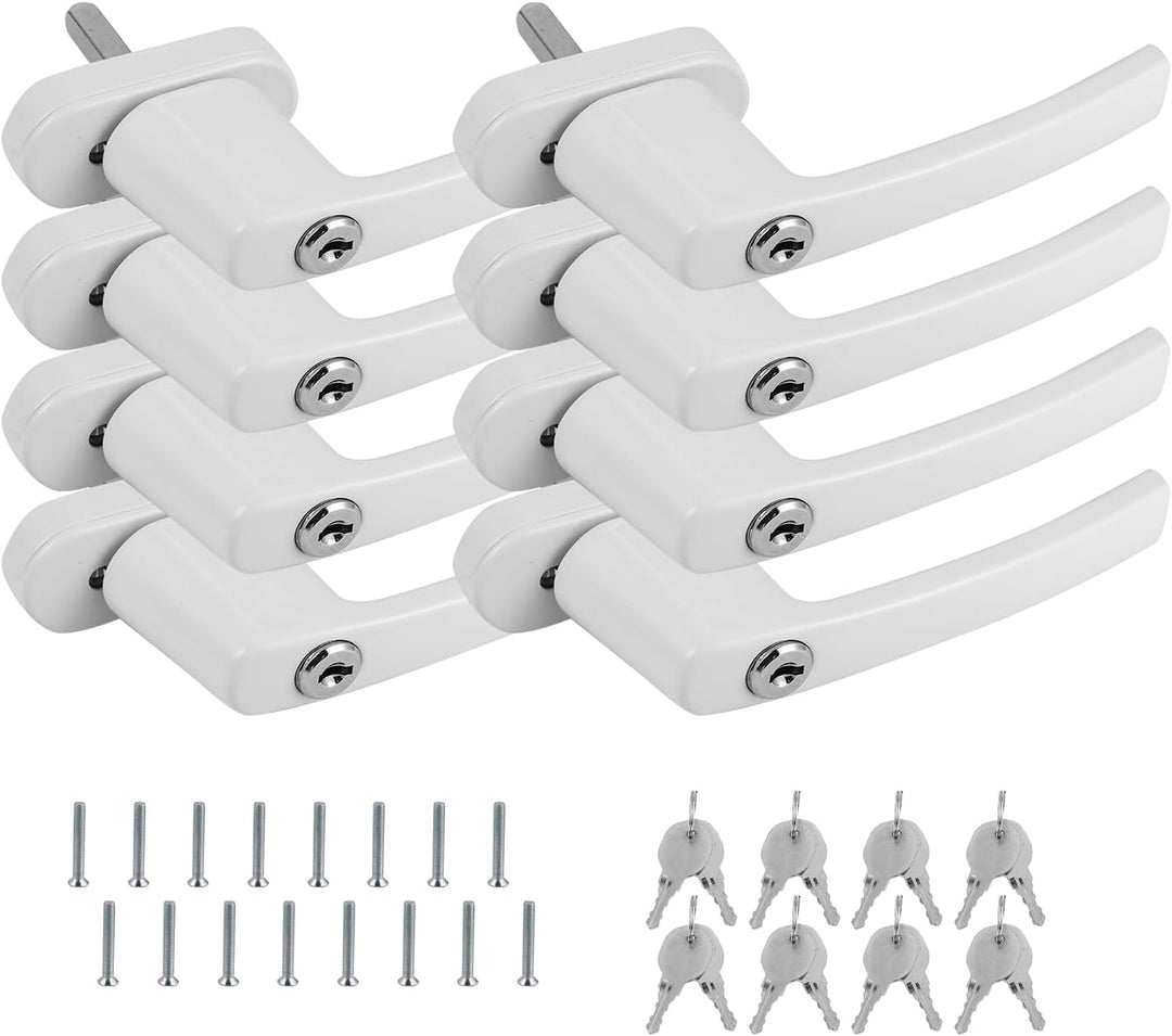 Eulenke Abschliessbarer Sicherheitsfenstergriff - 8er Pack Weiss inklusive 16 Schlüssel und Schraube