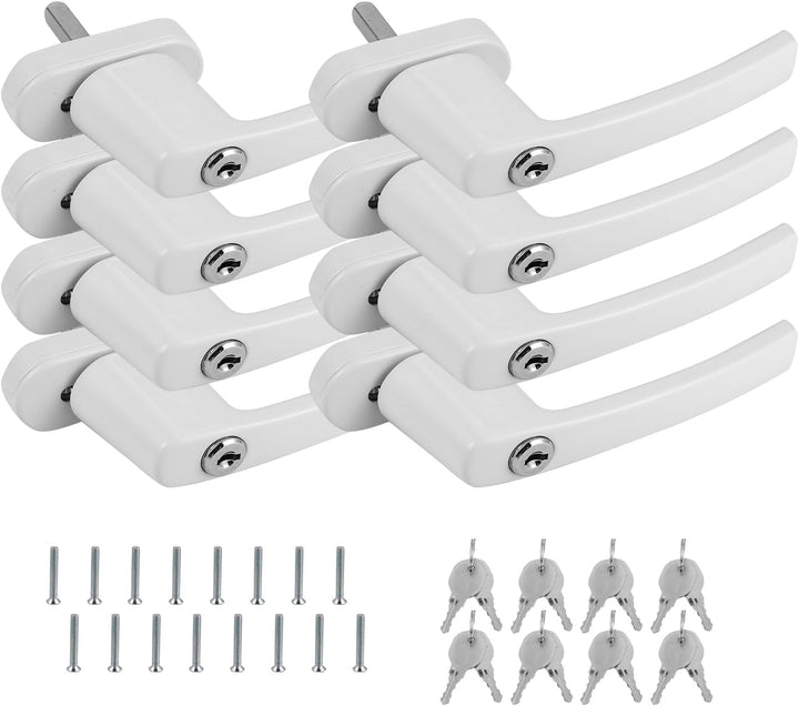 Eulenke Abschliessbarer Sicherheitsfenstergriff - 8er Pack Weiss inklusive 16 Schlüssel und Schraube