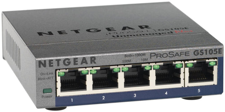Netgear GS105E-200UKS ProSAFE Plus 5 Port Gigabit Ethernet Switch 5 Port verwaltet, 5 Port verwaltet
