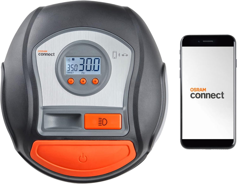 OSRAM TYREinflate Connect 650, Digitales Reifenfüllgerät mit Auto-Stopp und LED Licht, tragbarer 12V