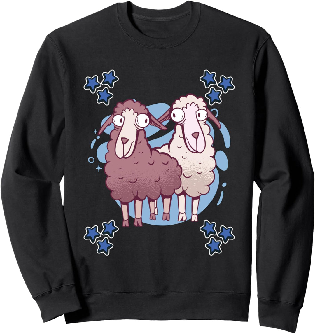 Herren Schaf Zeichnung Sterne Jungen Schaf Sweatshirt