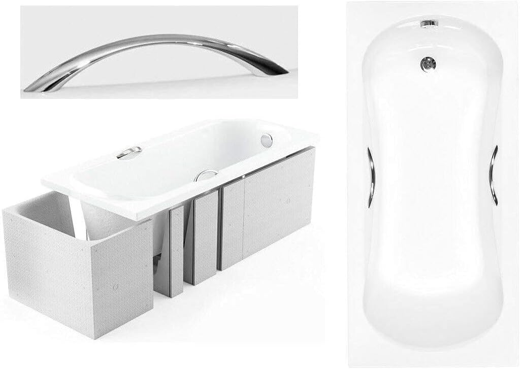 BADLAND Badewanne Original Weiss Acryl Wanne Rechteck ARIA PLUS 170x70 KOMPLETTSET SET mit Premium W