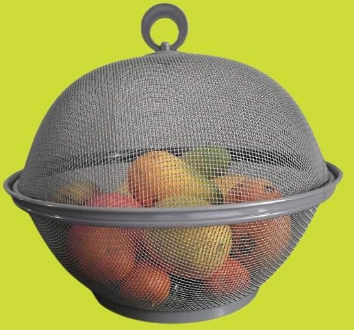 Obstschale Metall mit Fliegenschutz - dekorativer Obstkorb Vintage - Abgerundetes-Design Durchbroche