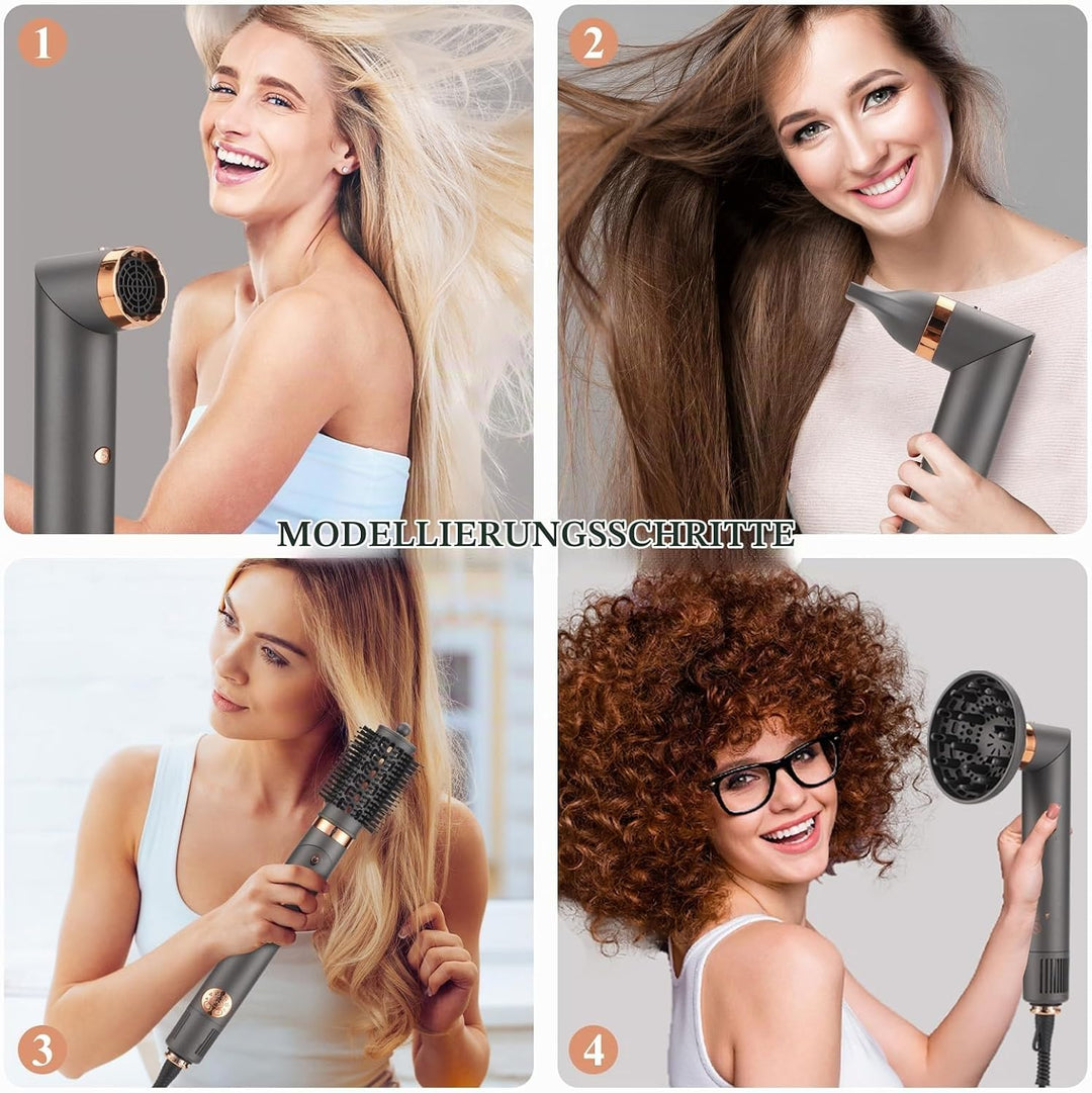 BESTBOMG Air Styler 6 in 1 Hairstyler Haartrockner Heissluftbürste, Lockenstab Multistyler Glättbürs