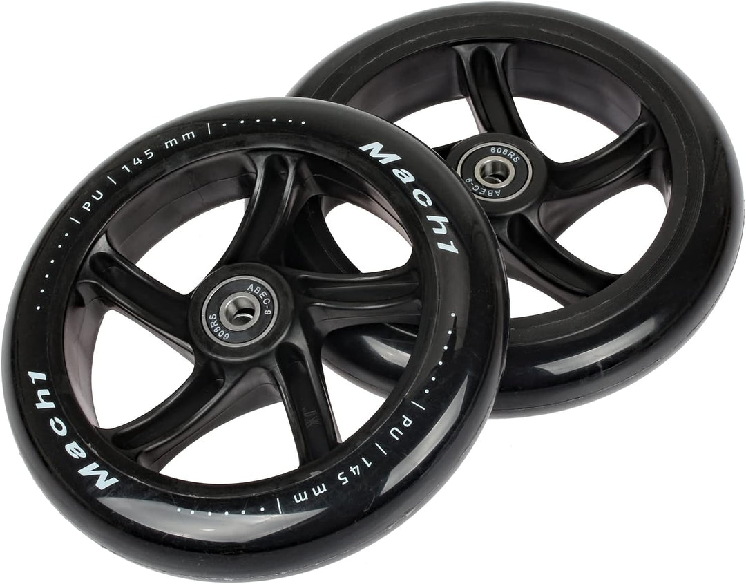 2 Stück 145x30mm Mach1 Kickscooter Rollen-Set inklusive Kugellager + Spacer - Cityroller Ersatz Reif