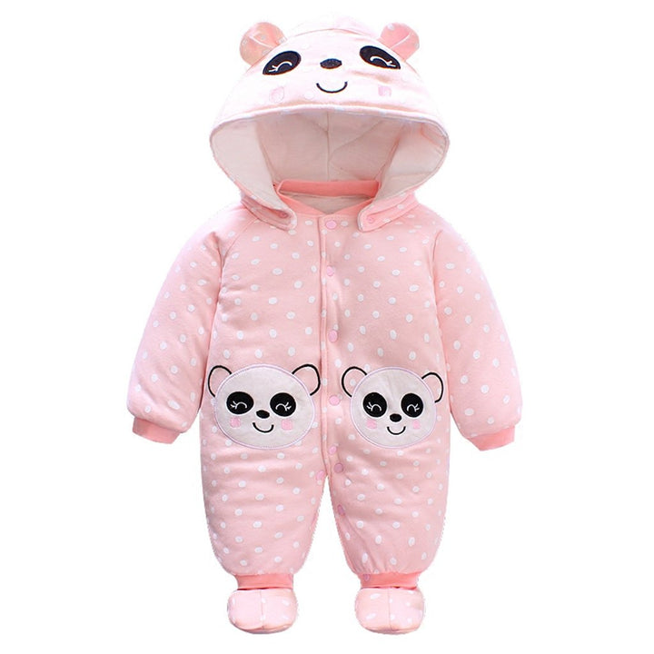 Baby Mädchen Overall Mit Kapuze Footies Strampler Schneeanzüge Karikatur Jumpsuit Winter Kleidungsse