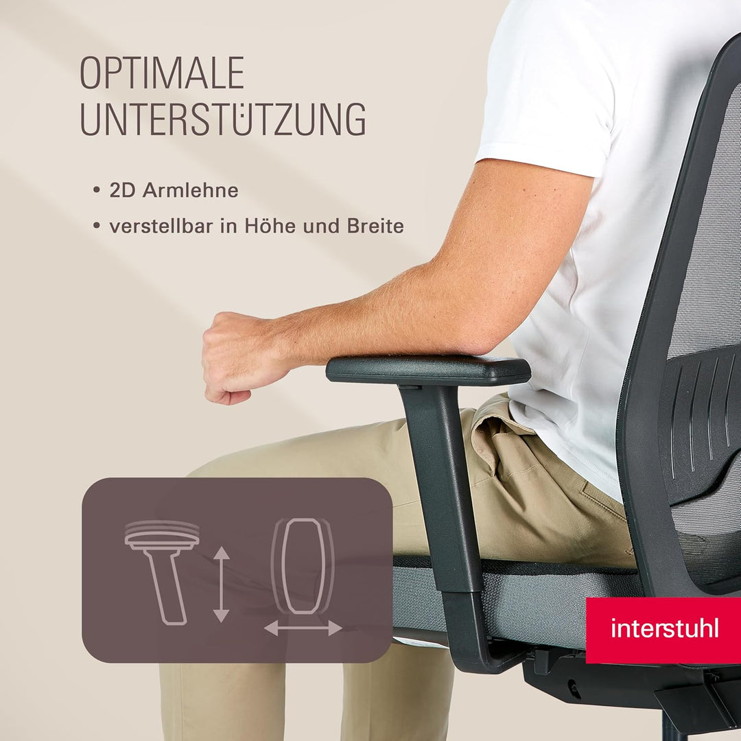 Interstuhl Style AIR Bürostuhl Ergonomisch – Schreibtischstuhl mit Netzrücken & Synchronmechanik, Be