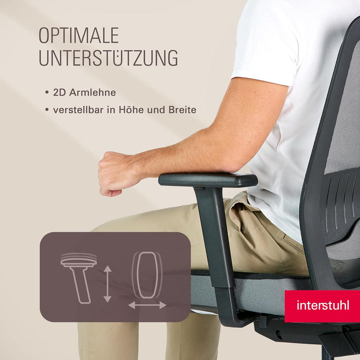 Interstuhl Style AIR Bürostuhl Ergonomisch – Schreibtischstuhl mit Netzrücken & Synchronmechanik, Be