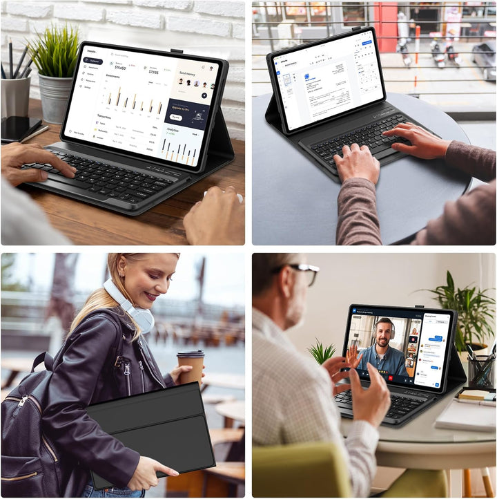 IVEOPPE Hülle mit Tastatur für Lenovo Idea Tab Plus 12,1" 2025, Bluetooth Abnehmbare Magnetisch QWER