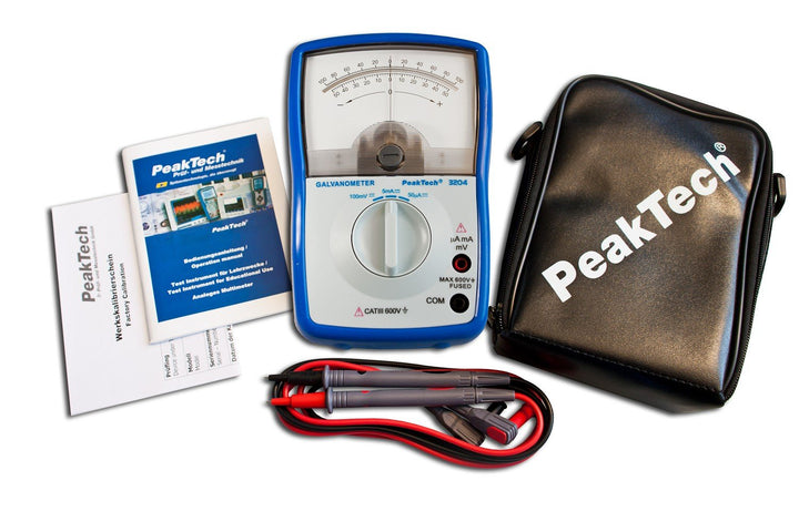 PeakTech Analog Galvanometer +/50mA; +/5mA; +/100mV; Cat III 600V; Stromstärkemesser/ Stromrichtungs