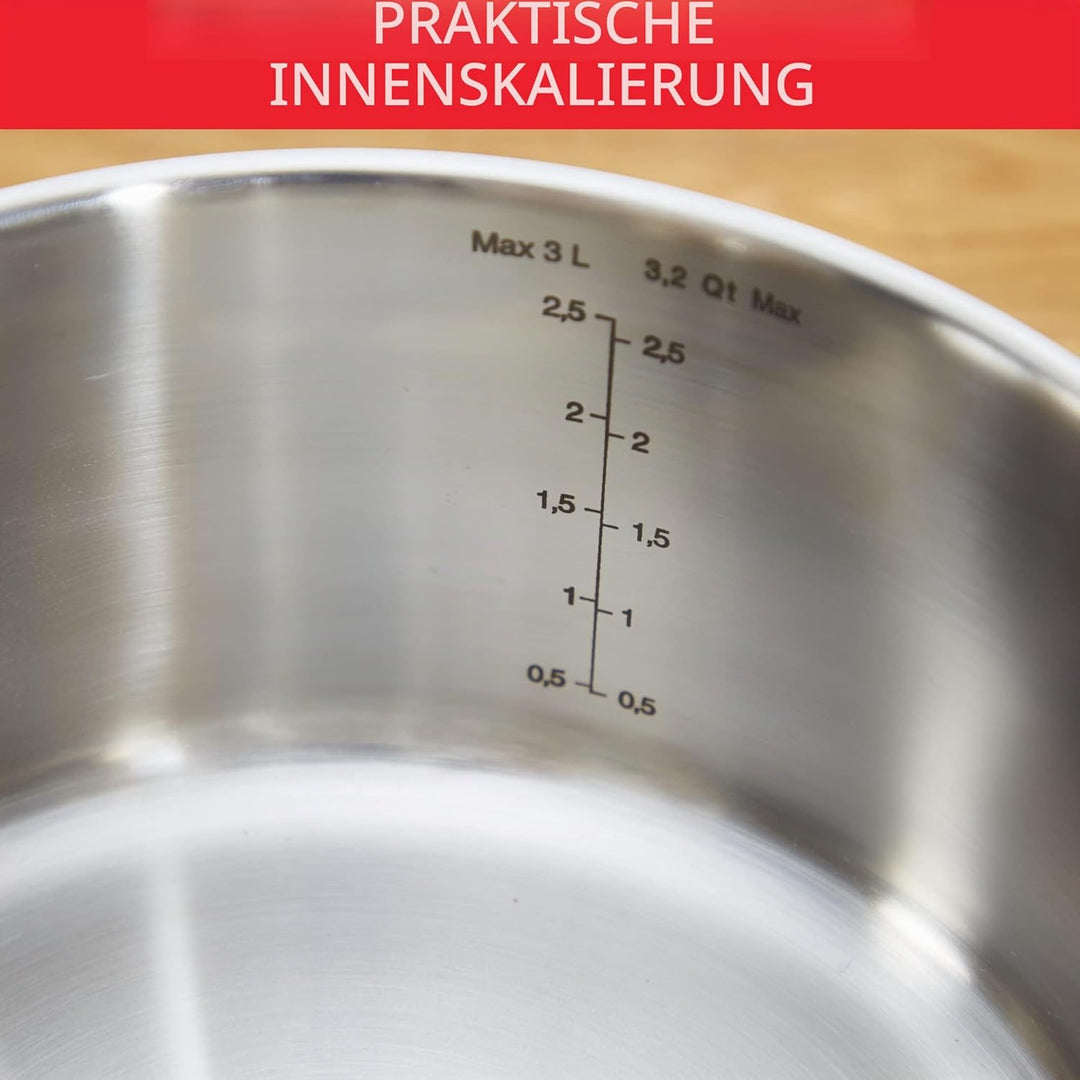 Tefal Comfort Max C9732304 Edelstahl-Kochtopf mit Glasdeckel, langlebiges Kochgeschirr für gesundes