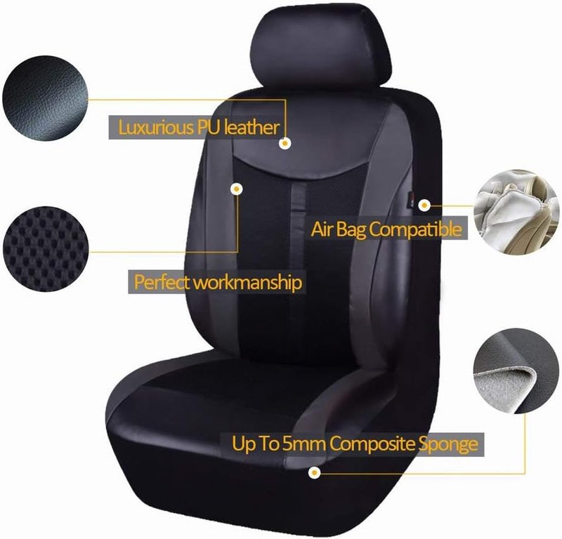 Flying Banner Pu Leder Und Mesh Ermöglicht Universelle Auto Sitzbezüge Sets Sit Airbag Kompatibel (S