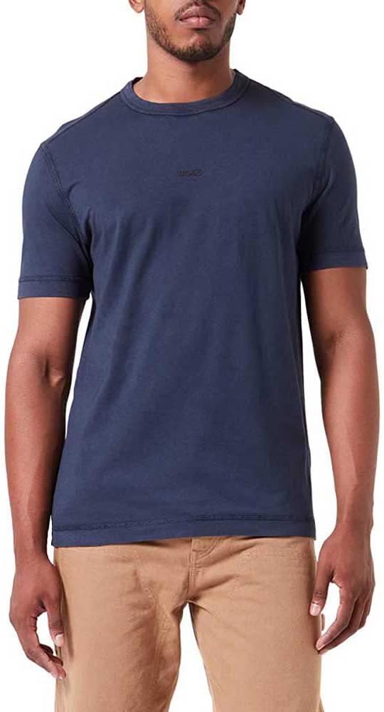 BOSS Herren Tokks Stückgefärbtes T-Shirt aus Bio-Baumwolle mit Logo-Print L Dark Blue404, L Dark Blu