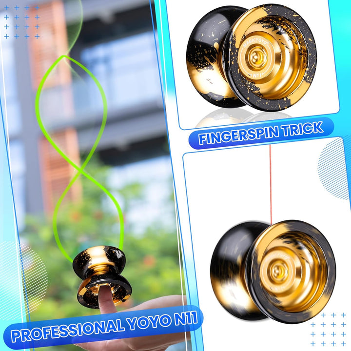 MAGICYOYO Professionelles JoJo N11 Plus Reaktionsfähiges JoJo für Kinder, Zweizweck-Metall Jo-Yo mit